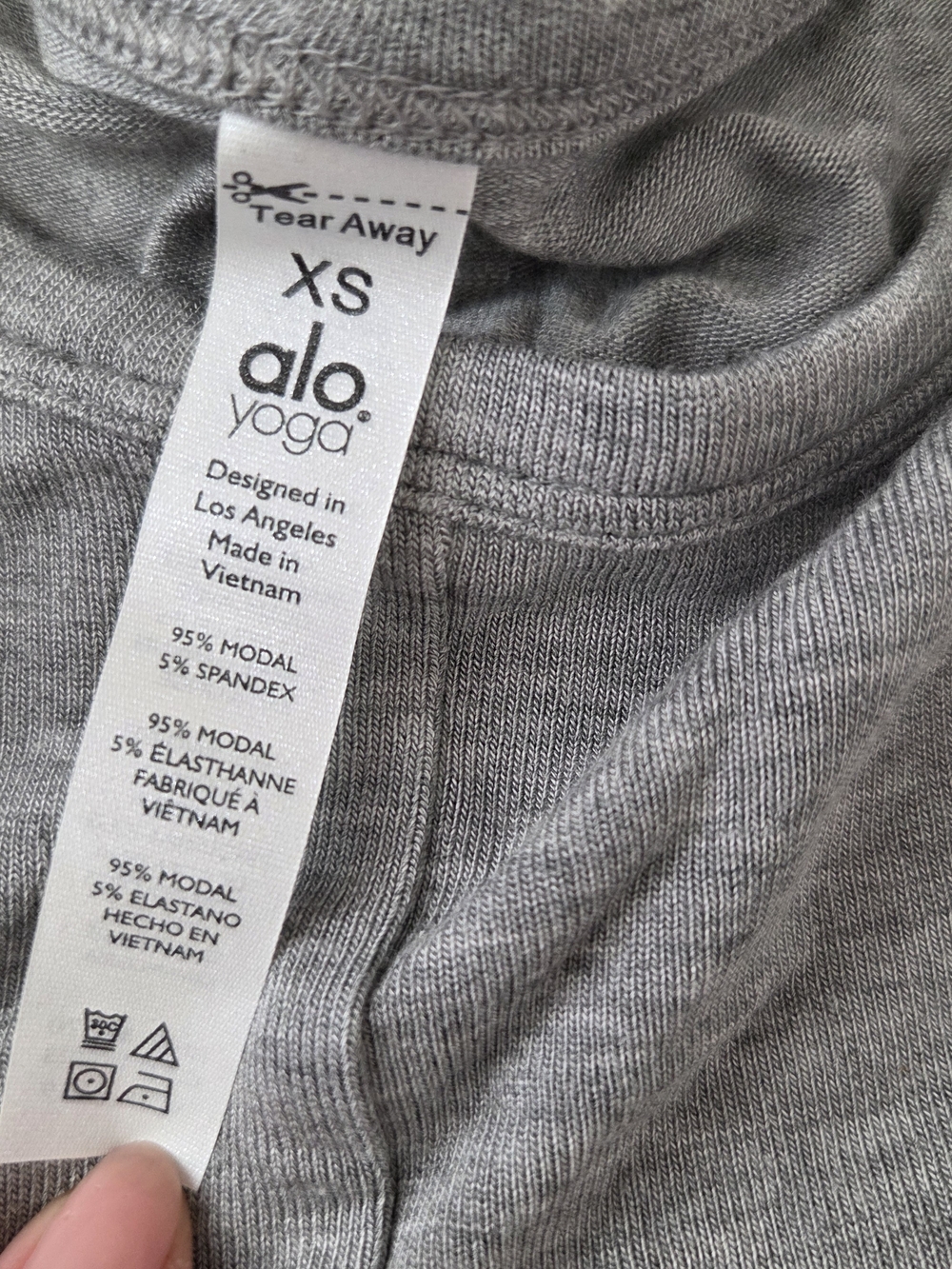 ALO Yoga Dove Grey Heather Twist-Front Long Sleeve Crop Top - Picture 4 of 6